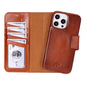 iPhone 16 Pro Max Leather Wallet Case - Burkley Classic 2 - in - 1 Detachable Folio, Burnished Tan - BlackBrook Case