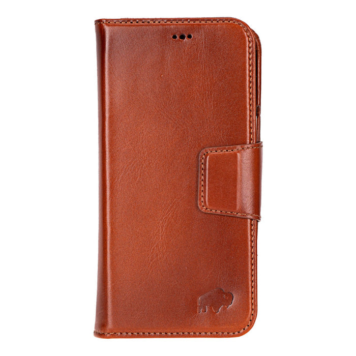 iPhone 16 Pro Max Leather Wallet Case - Burkley Classic 2 - in - 1 Detachable Folio, Burnished Tan - BlackBrook Case