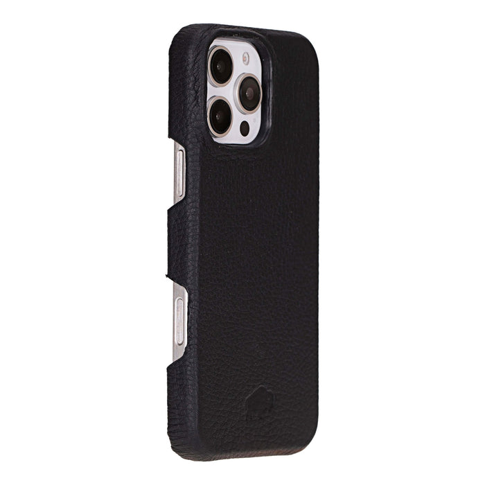 iPhone 16 Pro Max Leather Wallet Case - Burkley Classic 2 - in - 1 Detachable Folio, Pebble Black - BlackBrook Case