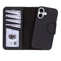 iPhone 17 Leather Wallet Case - Burkley Classic 2 - in - 1 Detachable Folio, Pebble Black - BlackBrook Case