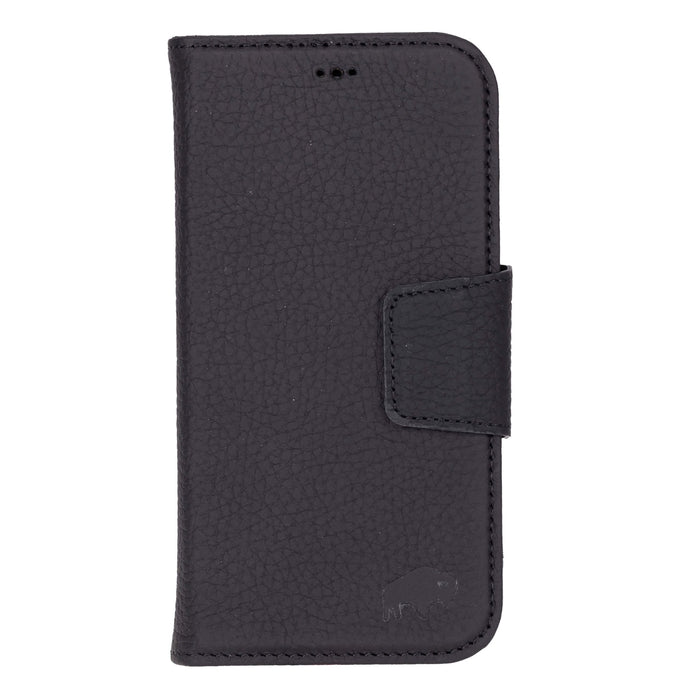 iPhone 17 Leather Wallet Case - Burkley Classic 2 - in - 1 Detachable Folio, Pebble Black - BlackBrook Case