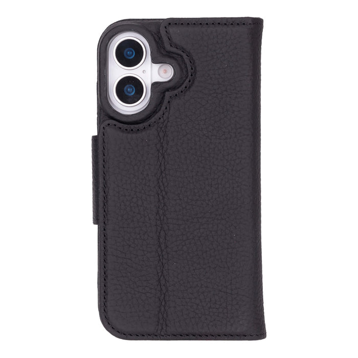 iPhone 17 Leather Wallet Case - Burkley Classic 2 - in - 1 Detachable Folio, Pebble Black - BlackBrook Case