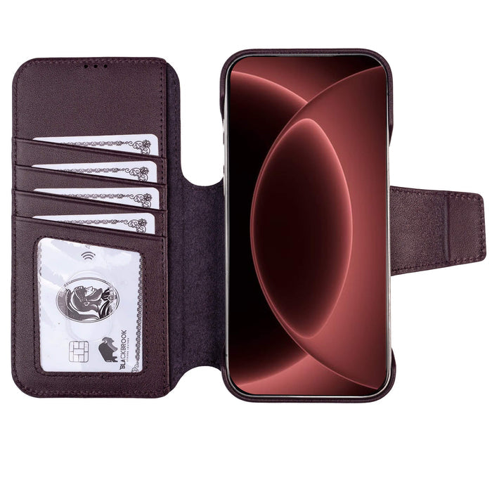 Burkley 2-in-1 Full-Grain Leather Detachable Wallet Case for iPhone 18 Pro Max, Burgundy - BlackBrook Case