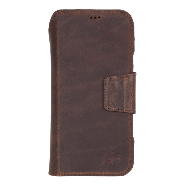 iPhone 18 Pro Max Leather Wallet Case - Burkley Classic 2 - in - 1 Detachable Folio, Distressed Coffee - BlackBrook Case