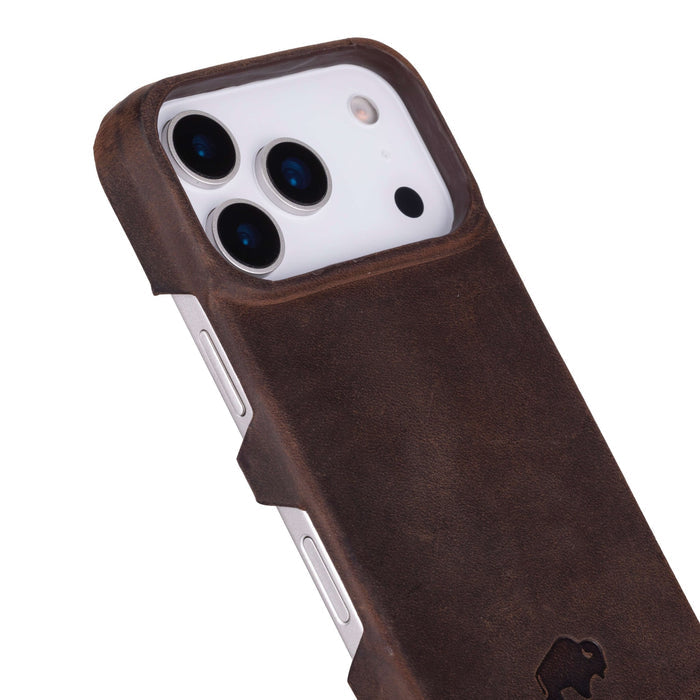 iPhone 18 Pro Max Leather Wallet Case - Burkley Classic 2 - in - 1 Detachable Folio, Distressed Coffee - BlackBrook Case
