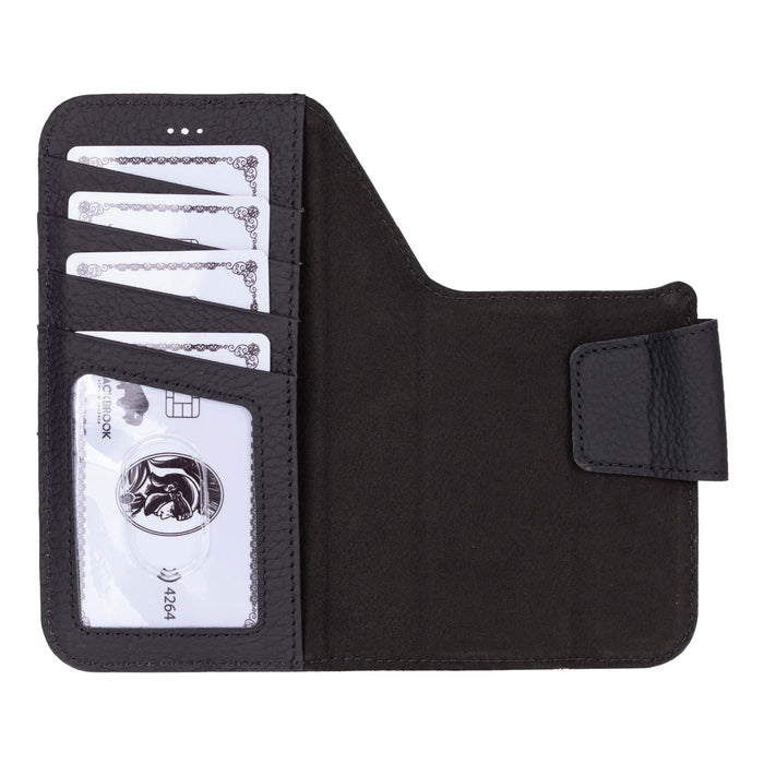 iPhone 17 Pro Leather Wallet Case - Burkley Classic 2 - in - 1 Detachable Folio, Pebble Black - BlackBrook Case