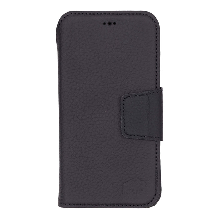 iPhone 17 Pro Leather Wallet Case - Burkley Classic 2 - in - 1 Detachable Folio, Pebble Black - BlackBrook Case