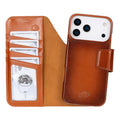 iPhone 17 Pro Leather Wallet Case - Burkley Classic 2 - in - 1 Detachable Folio, Burnished Tan - BlackBrook Case