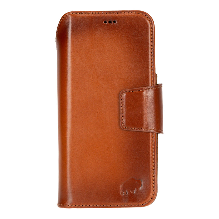 iPhone 17 Pro Leather Wallet Case - Burkley Classic 2 - in - 1 Detachable Folio, Burnished Tan - BlackBrook Case