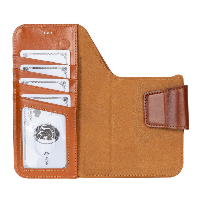 iPhone 17 Pro Leather Wallet Case - Burkley Classic 2 - in - 1 Detachable Folio, Burnished Tan - BlackBrook Case