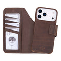 iPhone 18 Pro Max Leather Wallet Case - Burkley Classic 2 - in - 1 Detachable Folio, Distressed Coffee - BlackBrook Case