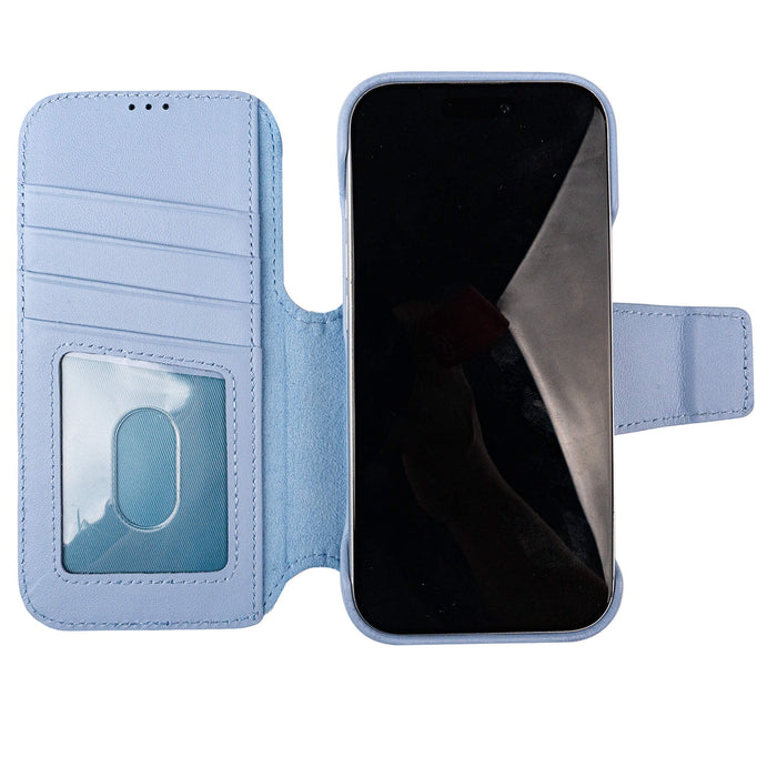 Burkley 2-in-1 Full-Grain Leather Detachable Wallet Case for iPhone 18 Pro Max, Blue - BlackBrook Case