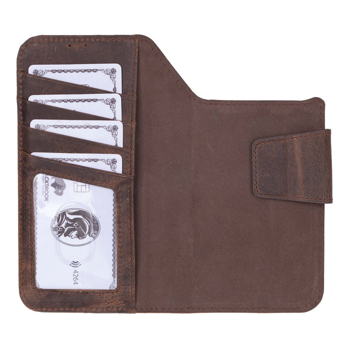 iPhone 17 Air Leather Wallet Case - Burkley Classic 2 - in - 1 Detachable Folio, Distressed Coffee - BlackBrook Case