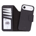 iPhone 17 Air Leather Wallet Case - Burkley Classic 2 - in - 1 Detachable Folio, Pebble Black - BlackBrook Case