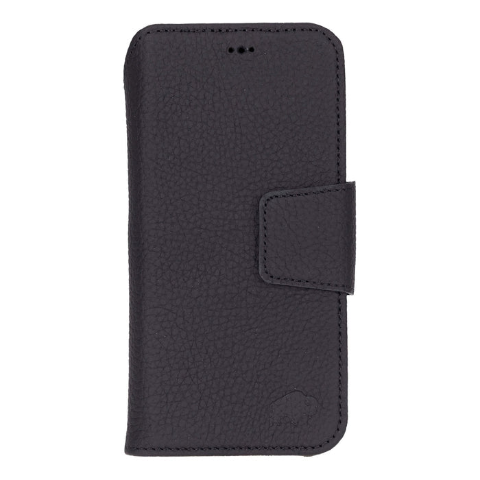 iPhone 17 Air Leather Wallet Case - Burkley Classic 2 - in - 1 Detachable Folio, Pebble Black - BlackBrook Case