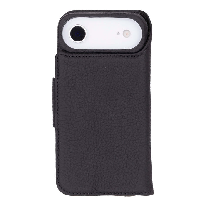 iPhone 17 Air Leather Wallet Case - Burkley Classic 2 - in - 1 Detachable Folio, Pebble Black - BlackBrook Case