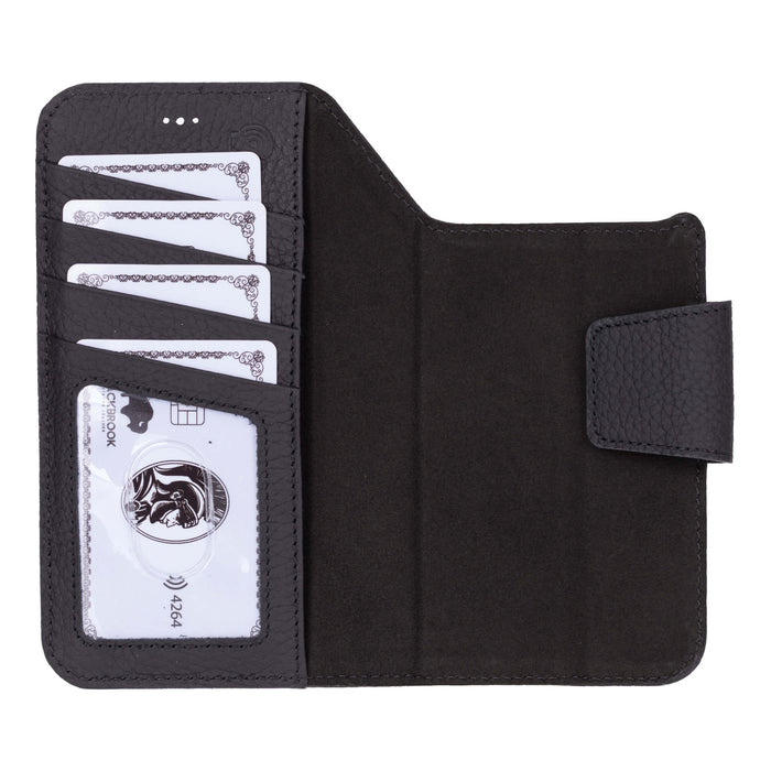 iPhone 17 Air Leather Wallet Case - Burkley Classic 2 - in - 1 Detachable Folio, Pebble Black - BlackBrook Case