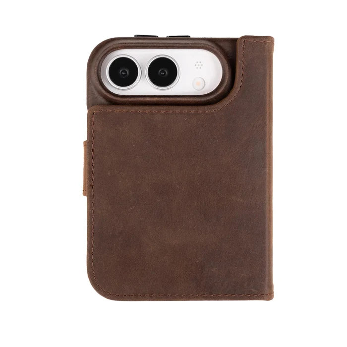 Burkley Detachable Wallet Case for iPhone Duo, Distressed Coffee - BlackBrook Case