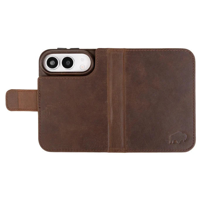 Burkley Detachable Wallet Case for iPhone Duo, Distressed Coffee - BlackBrook Case