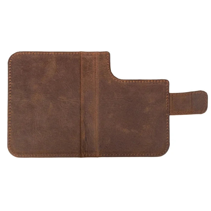 Burkley Detachable Wallet Case for iPhone Duo, Distressed Coffee - BlackBrook Case