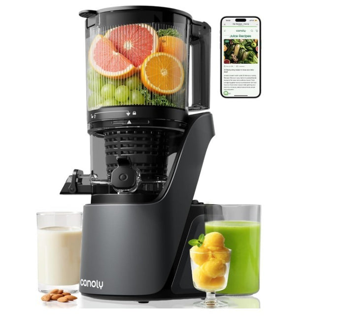 Canoly 150mm Cold Press Juicer with 3-in-1 Strainers, BPA Free – Space Gray-269