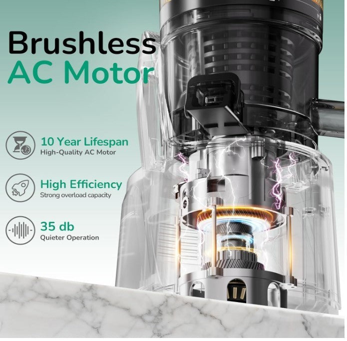 Canoly 150mm Cold Press Juicer with 3-in-1 Strainers, BPA Free – Space Gray-269