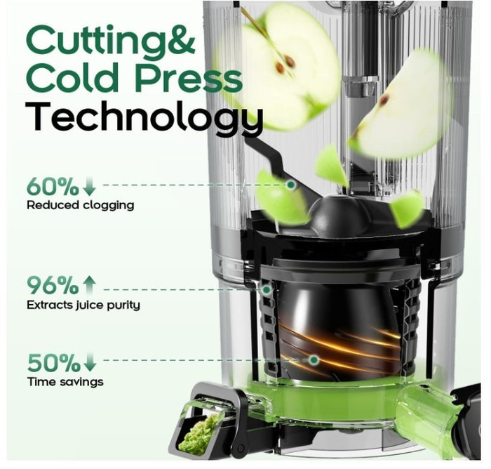 Canoly 150mm Cold Press Juicer with 3-in-1 Strainers, BPA Free – Space Gray-269