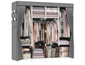 Canvas Wardrobe Portable Clothes Closet 4 Rails Foldable Storage Grey 165cm-332