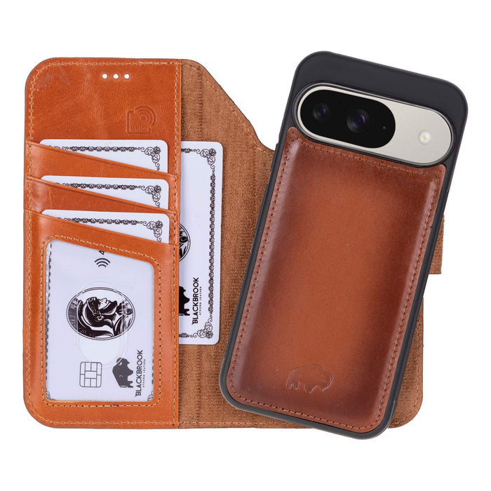 Carter Leather Pixel 10 Detachable Wallet Case, Burnished Tan - BlackBrook Case