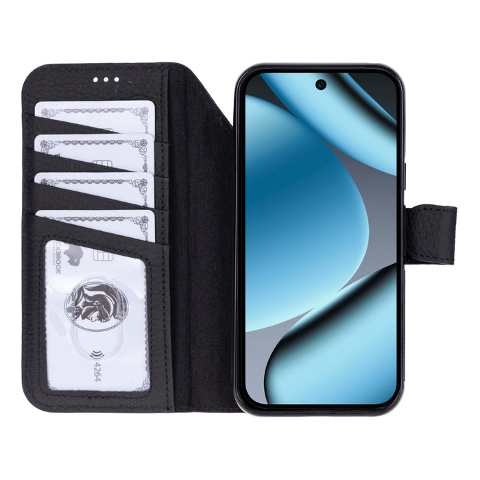 Carter Leather Pixel 10 Pro XL Detachable Wallet Case, Pebble Black - BlackBrook Case