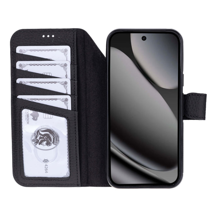 Carter Leather Pixel 10 Detachable Wallet Case, Pebble Black - BlackBrook Case