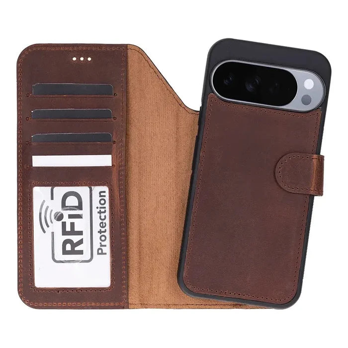 Carter Leather Pixel 10 Pro XL Detachable Wallet Case, Saddle Brown - BlackBrook Case
