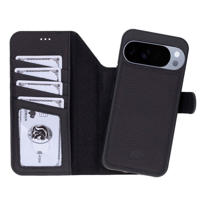 Carter Leather Pixel 10 Pro XL Detachable Wallet Case, Pebble Black - BlackBrook Case