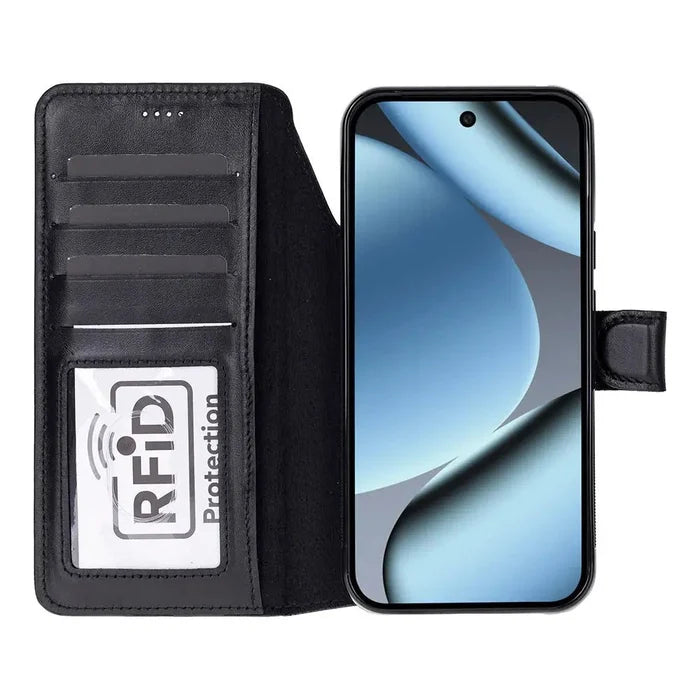 Carter Leather Pixel 10 / 10 Pro Detachable Wallet Case, Rustic Black - BlackBrook Case