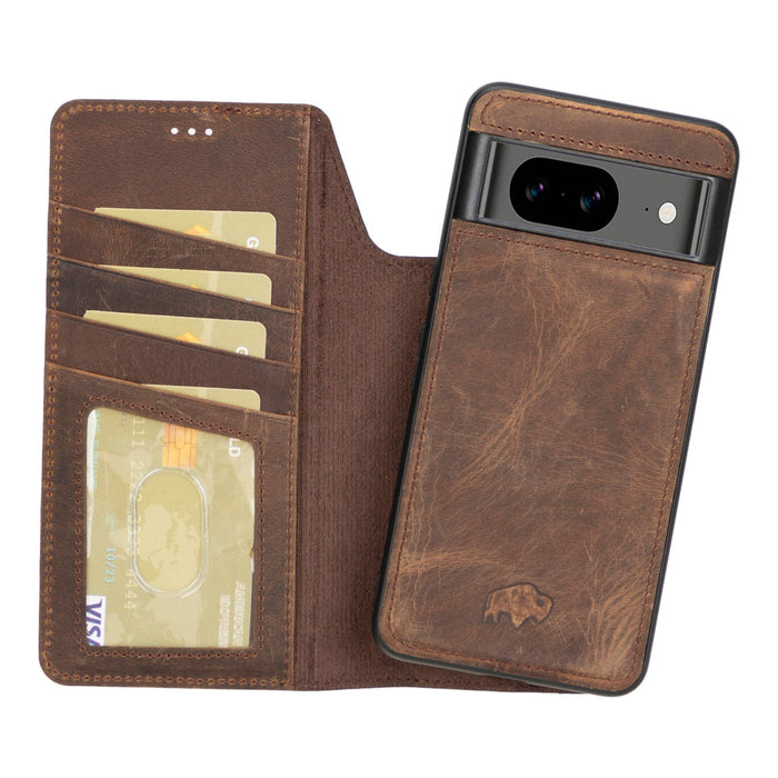 Carter Leather Pixel 8 Detachable Wallet Case, Distressed Coffee - BlackBrook Case
