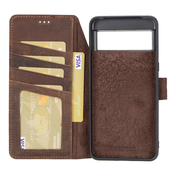Carter Leather Pixel 8 Detachable Wallet Case, Distressed Coffee - BlackBrook Case