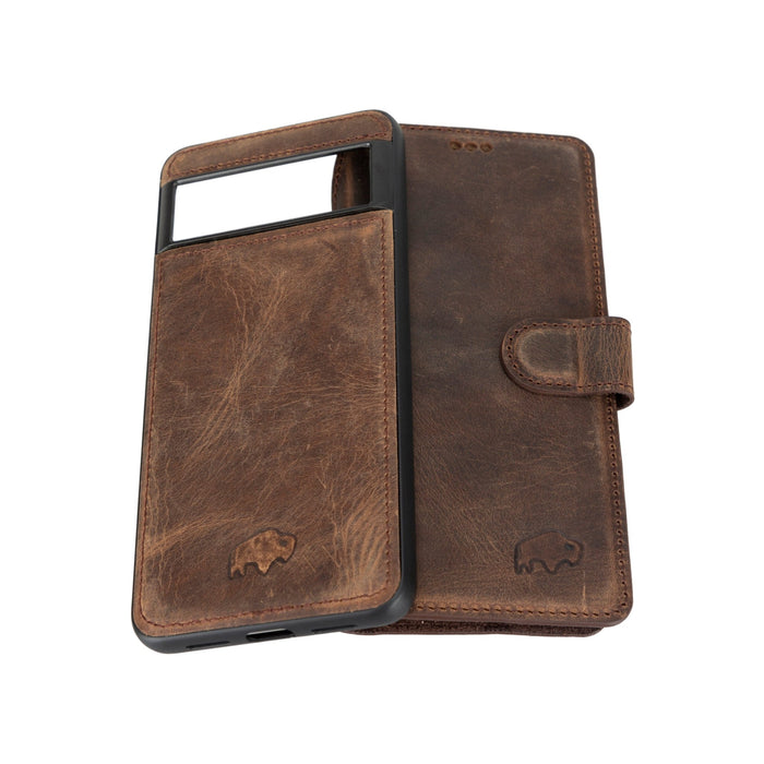 Carter Leather Pixel 8 Detachable Wallet Case, Distressed Coffee - BlackBrook Case
