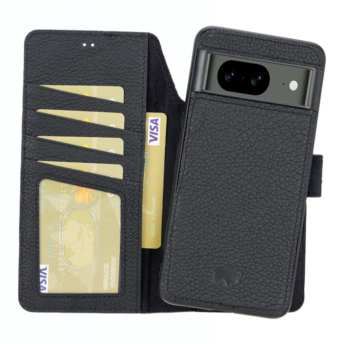 Carter Leather Pixel 8 Detachable Wallet Case, Pebble Black - BlackBrook Case