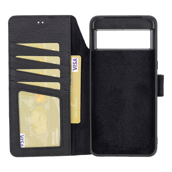 Carter Leather Pixel 8 Detachable Wallet Case, Pebble Black - BlackBrook Case