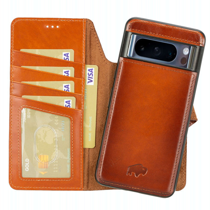 Carter Leather Pixel 8 Pro Detachable Wallet Case, Burnished Tan - BlackBrook Case