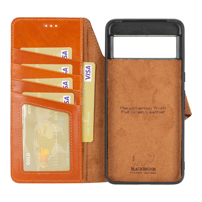 Carter Leather Pixel 8 Pro Detachable Wallet Case, Burnished Tan - BlackBrook Case