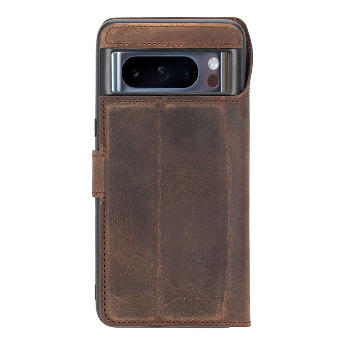 Carter Leather Pixel 8 Pro Detachable Wallet Case, Distressed Coffee - BlackBrook Case