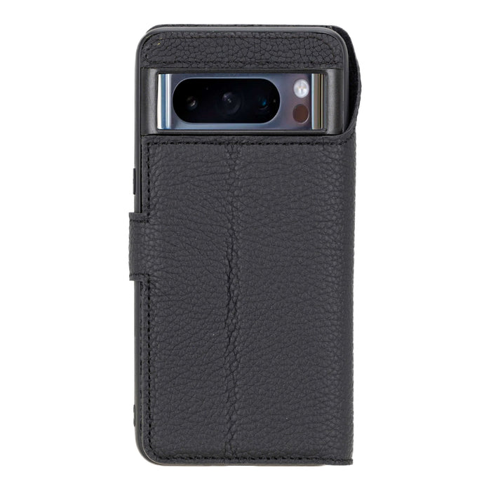 Carter Leather Pixel 8 Pro Detachable Wallet Case, Pebble Black - BlackBrook Case