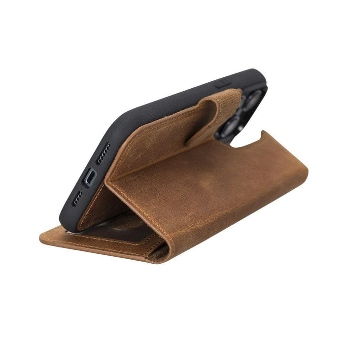 Carter Detachable Leather iPhone 14 Plus Wallet Case, Moccasin - BlackBrook Case