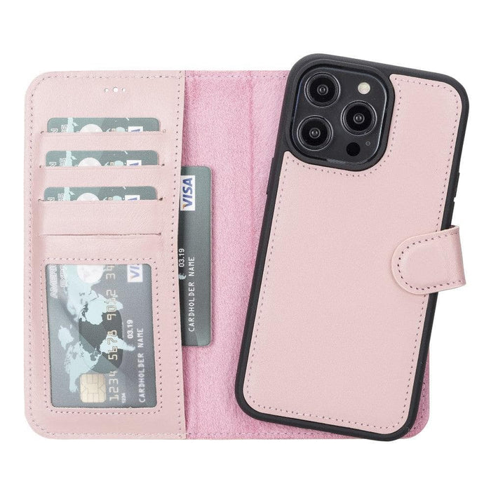 Carter Detachable Leather iPhone 14 Plus Wallet Case, Nude Pink - BlackBrook Case