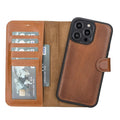 Carter Detachable Leather iPhone 14 Plus Wallet Case, Rustic Tan - BlackBrook Case