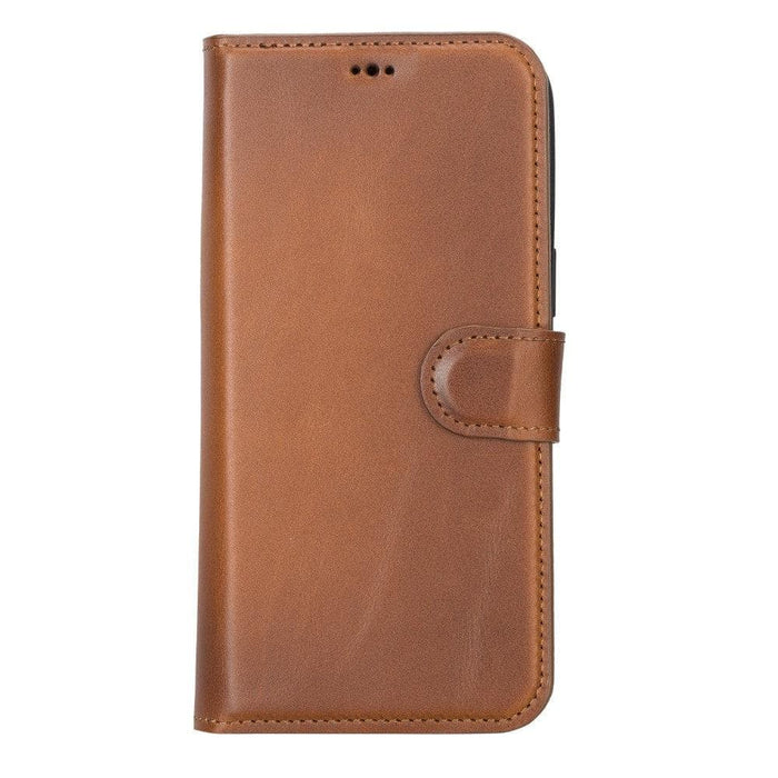 Carter Detachable Leather iPhone 14 Plus Wallet Case, Rustic Tan - BlackBrook Case