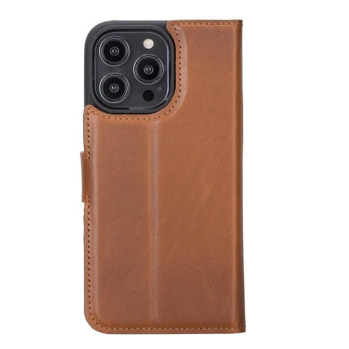 Carter Detachable Leather iPhone 14 Plus Wallet Case, Rustic Tan - BlackBrook Case