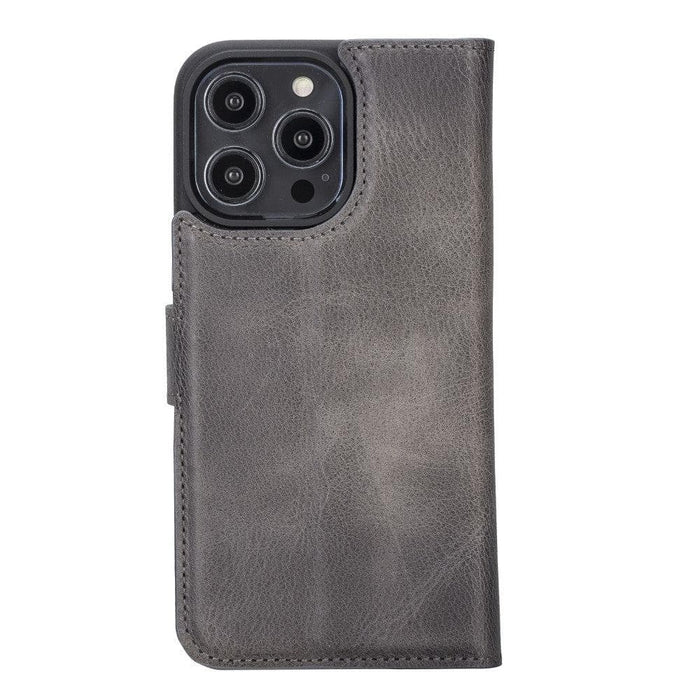 Carter Detachable Leather iPhone 14 Plus Wallet Case, Vesselle Gray - BlackBrook Case