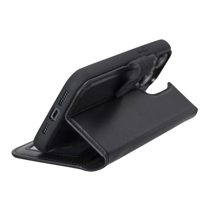 Carter Detachable Leather iPhone 14 Pro Wallet Case, Rustic Black - BlackBrook Case